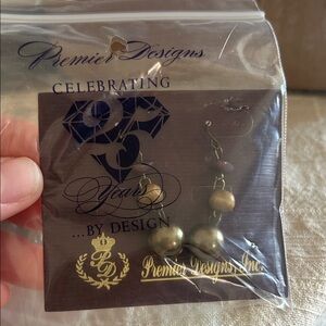 Premier Designs Gold and Brown Earrings